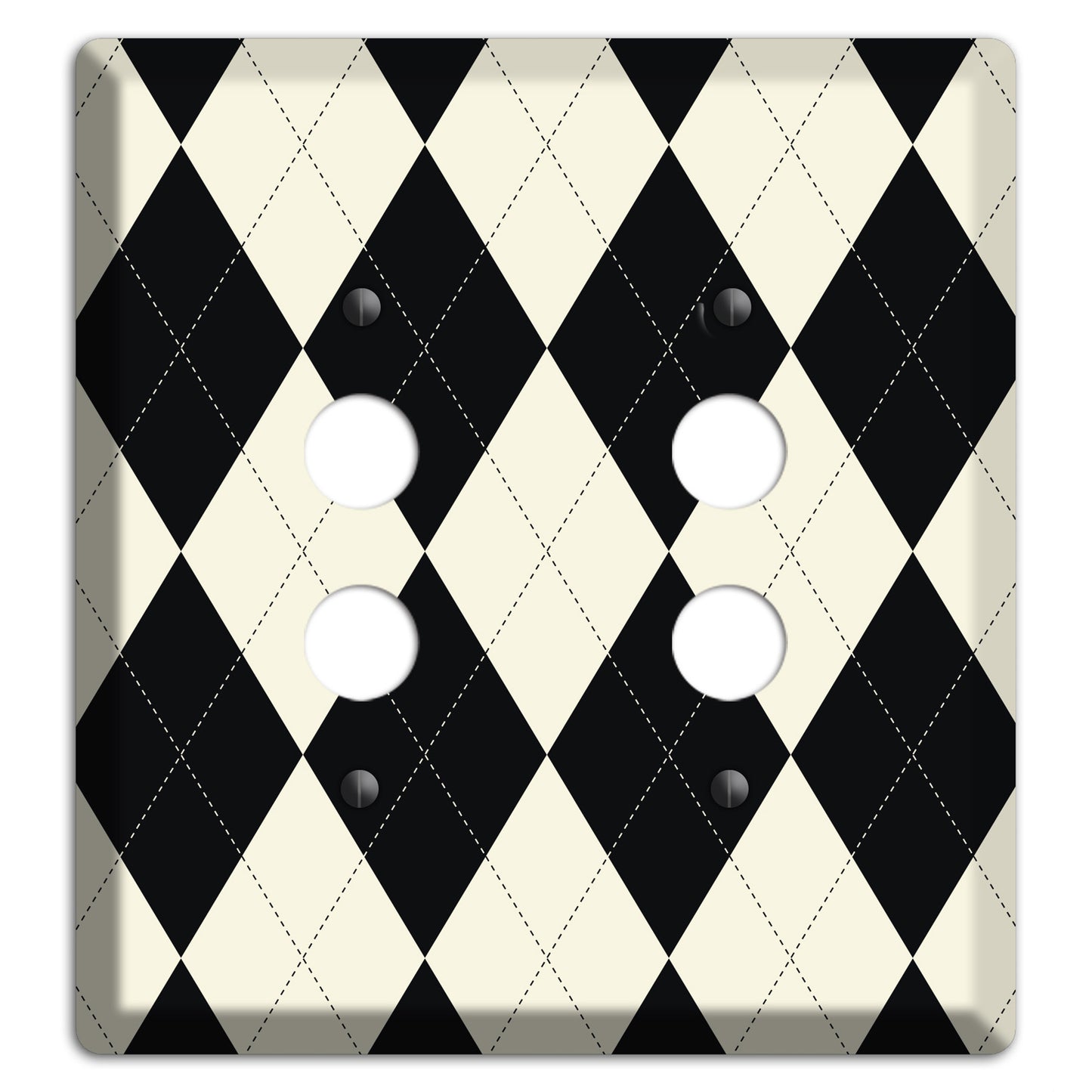 Black and Tan Argyle 2 Pushbutton Wallplate