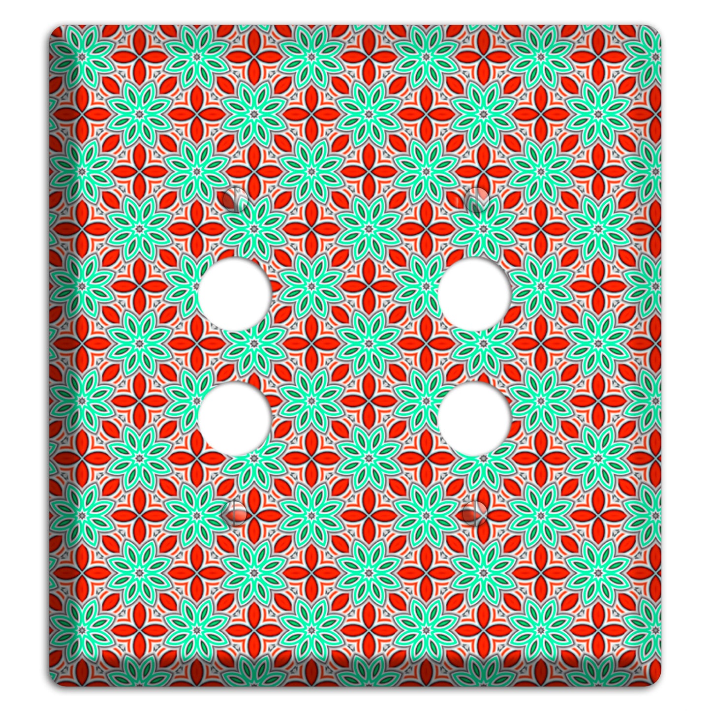 Green and Red Foulard 2 2 Pushbutton Wallplate