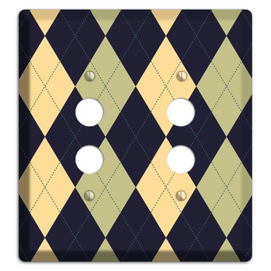 Yellow and Tan Argyle 2 Pushbutton Wallplate