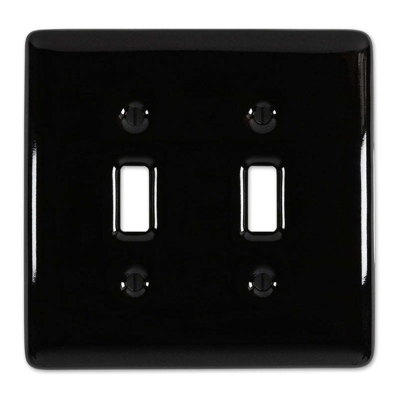 Metro Black Ceramic Double Toggle:Wallplatesonline.com