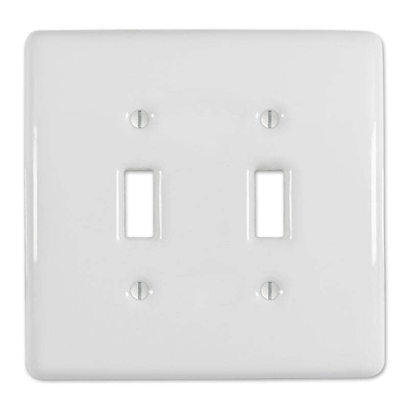 Metro White Ceramic Double Toggle:Wallplatesonline.com