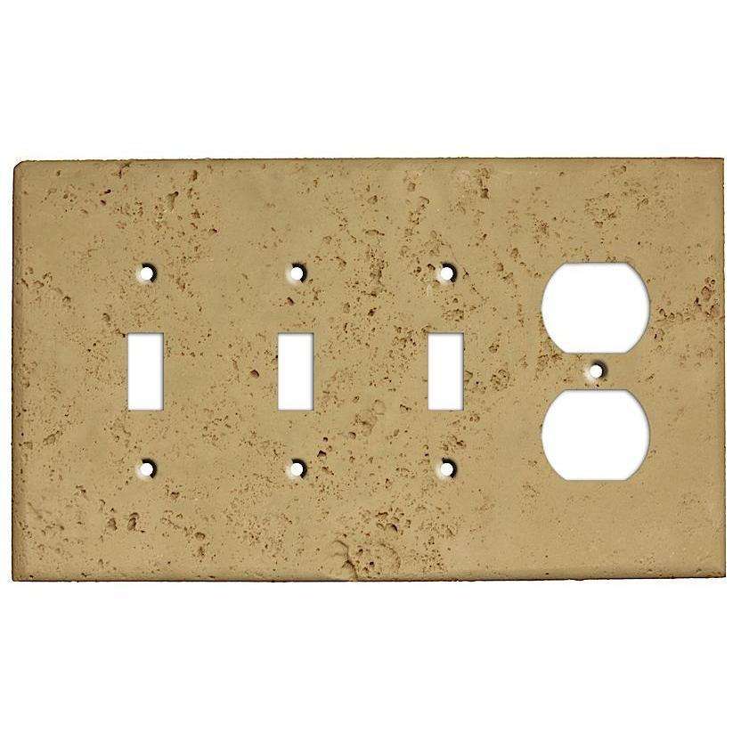 Khaki Stone 3 Toggle / Duplex Outlet Cover Plate:Wallplatesonline.com