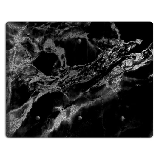 Black and Silver Marble 3 Blank Wallplate