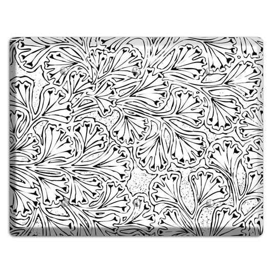 Deco White with Black Interlocking Floral 3 Blank Wallplate