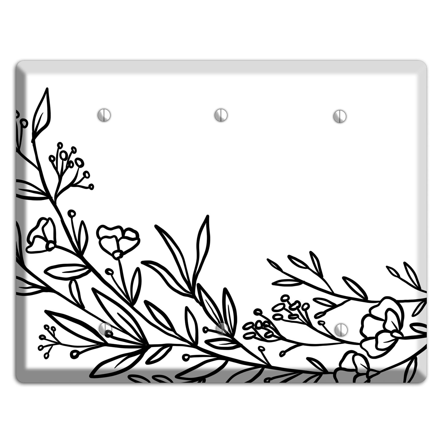 Hand-Drawn Floral 24 3 Blank Wallplate