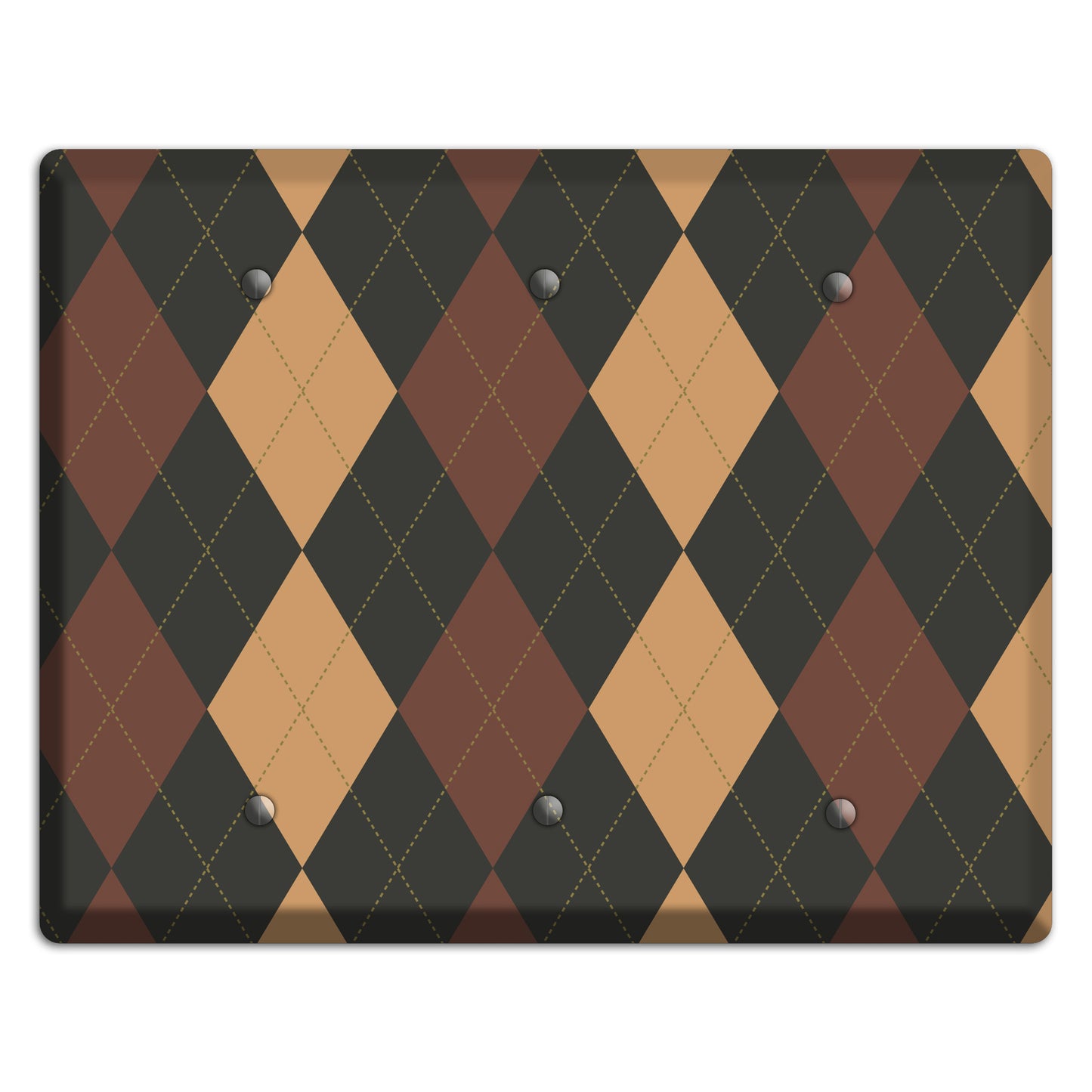 Maroon and Tan Argyle 3 Blank Wallplate