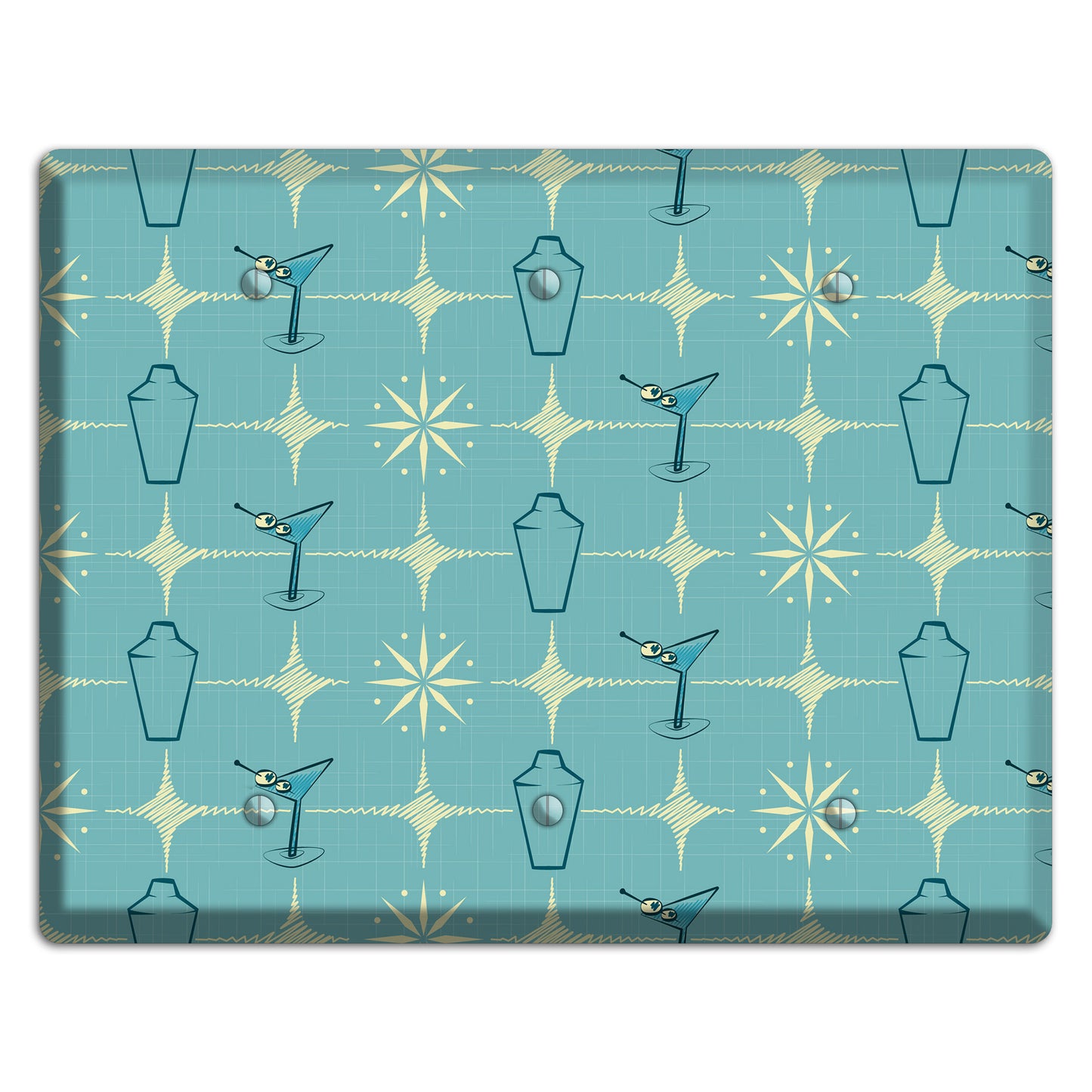 Blue Shaker and Martini 3 Blank Wallplate