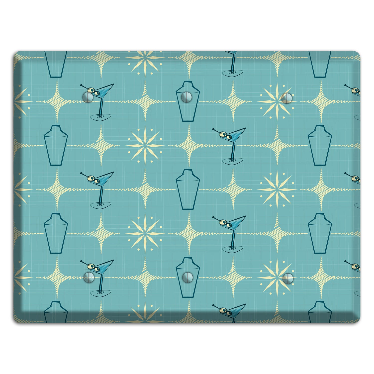 Blue Shaker and Martini 3 Blank Wallplate