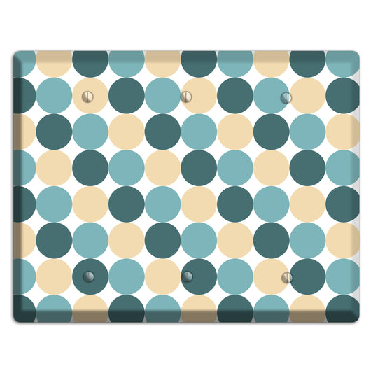 Dusty Blue Beige Tiled Dots 3 Blank Wallplate