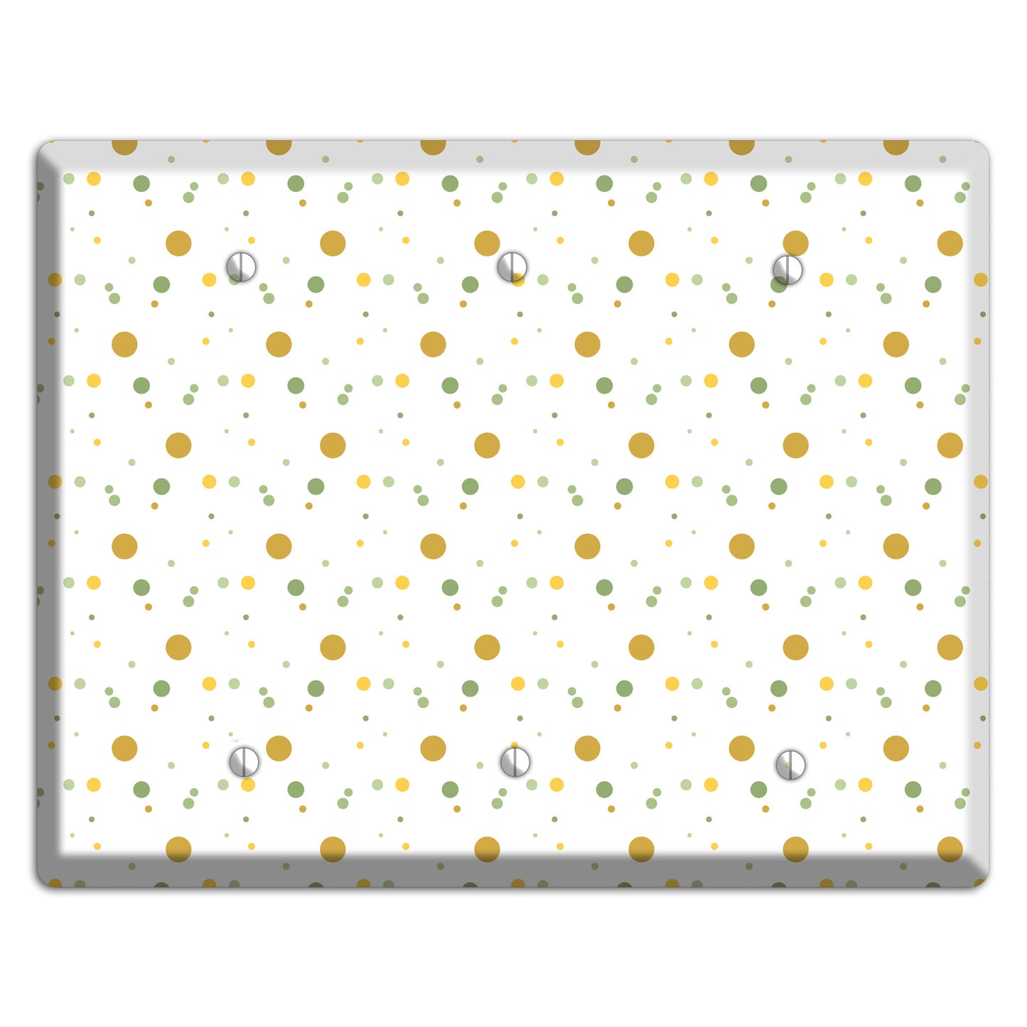 White with Multi Olive Tiny Dots 3 Blank Wallplate