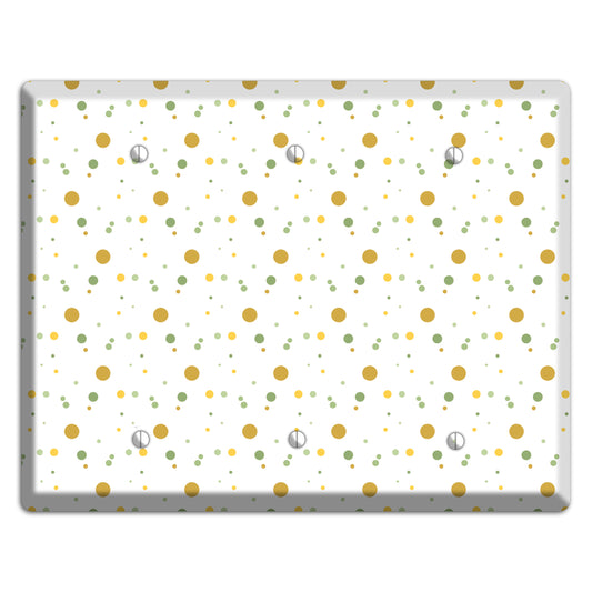 White with Multi Olive Tiny Dots 3 Blank Wallplate