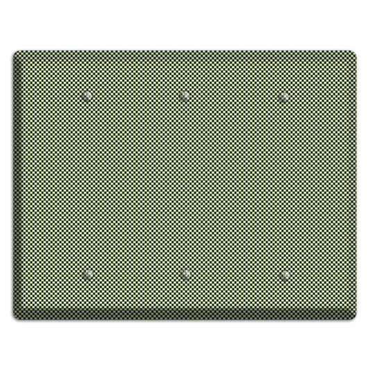 Green Tiny Check 3 Blank Wallplate