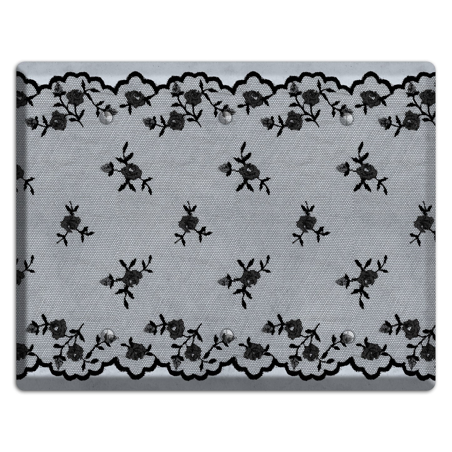 Embroidered Floral Gray 3 Blank Wallplate