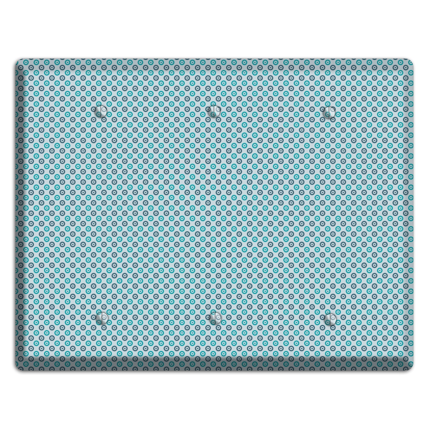 Turquoise and Blue Concentric Dots 3 Blank Wallplate