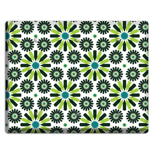 Lime and Teal Scandinavian Floral 3 Blank Wallplate