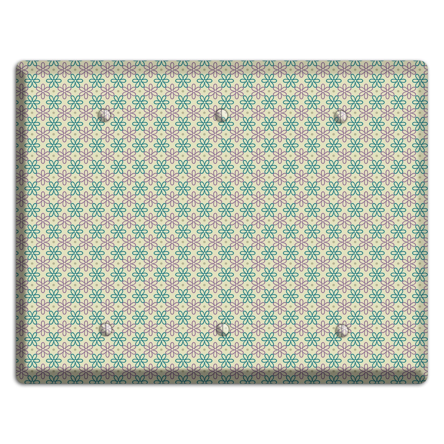 Large Green and Lavender Foulard 3 Blank Wallplate