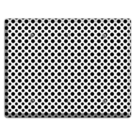 White with Black Multi Small Polka Dots 3 Blank Wallplate