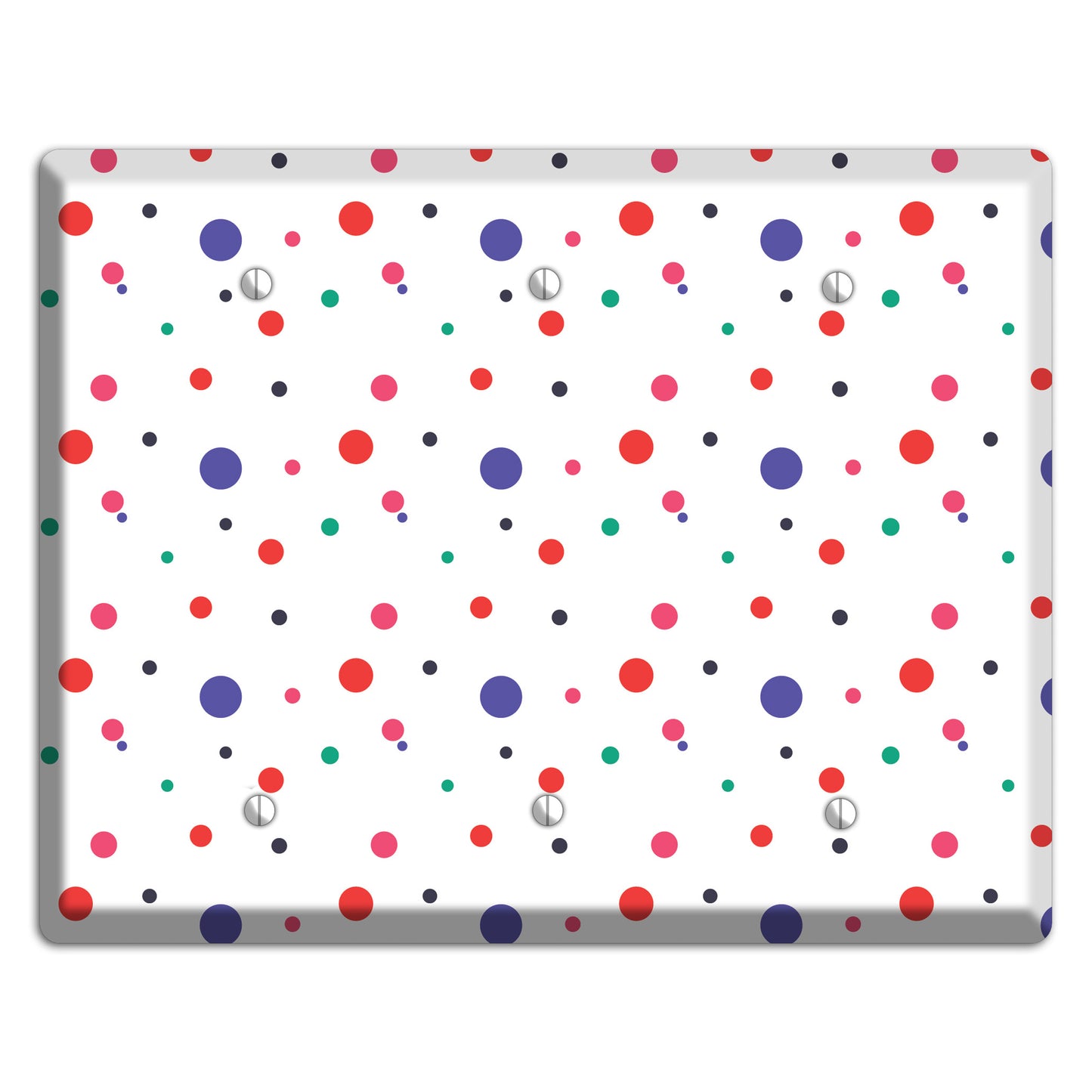 White with Multi Color Small Dots 3 Blank Wallplate