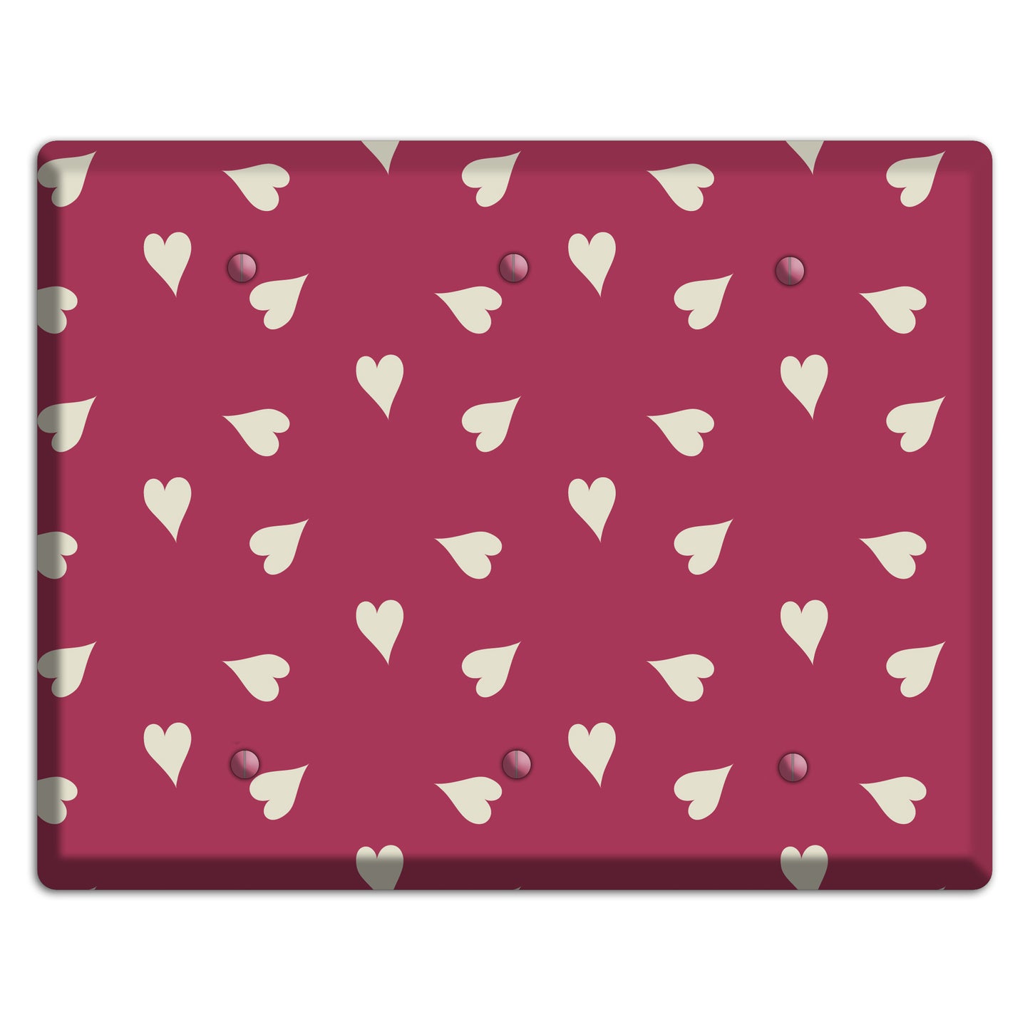 Fuschia with White Hearts 3 Blank Wallplate