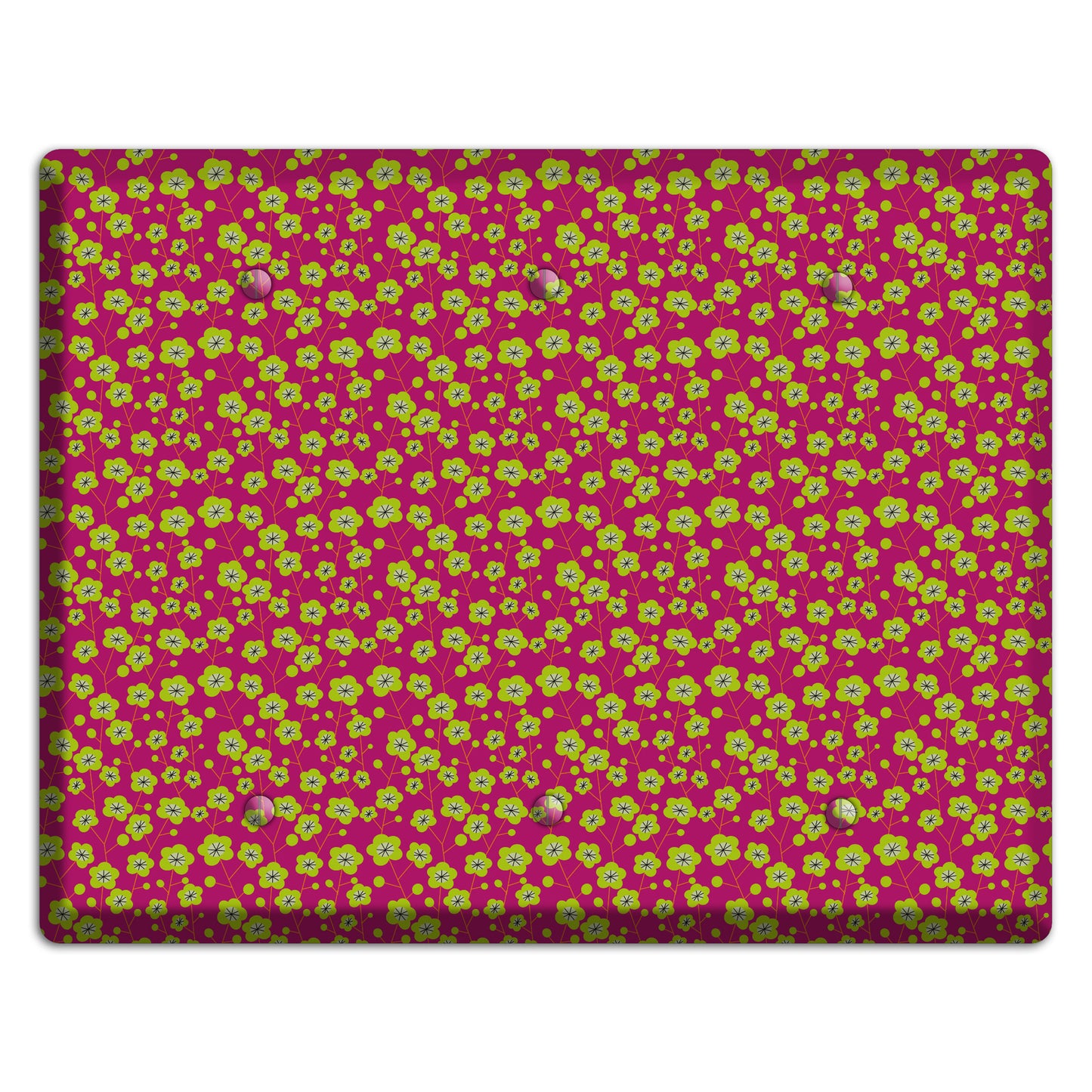 Fuschia and Yellow Calico 3 Blank Wallplate