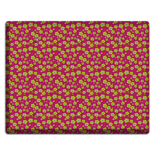 Fuschia and Yellow Calico 3 Blank Wallplate