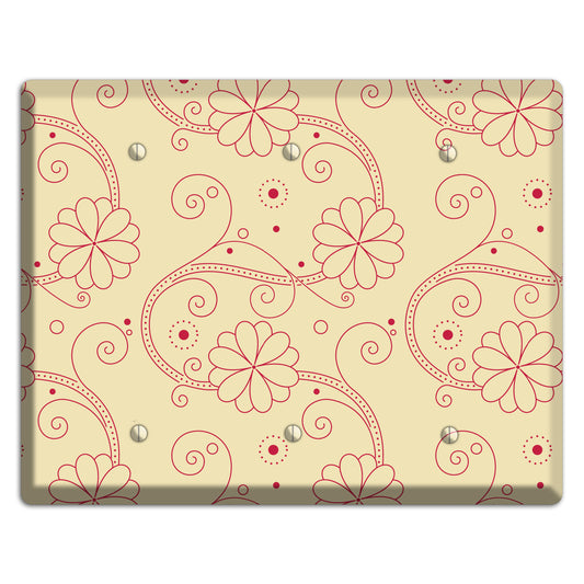 Off White Floral Swirl 3 Blank Wallplate