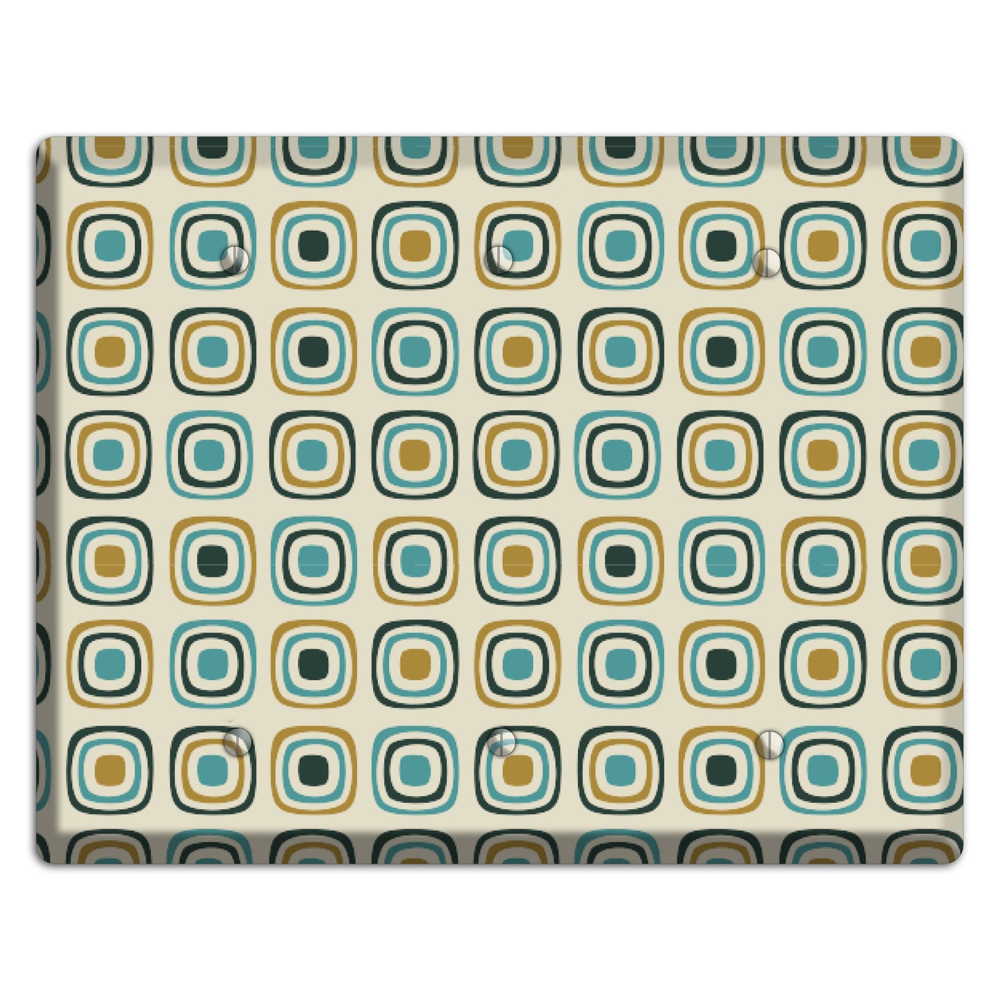 Yellow and Blue Rounded Squares 3 Blank Wallplate