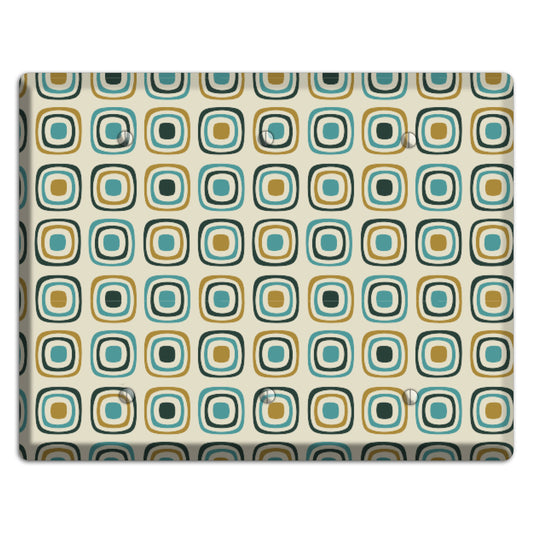 Yellow and Blue Rounded Squares 3 Blank Wallplate