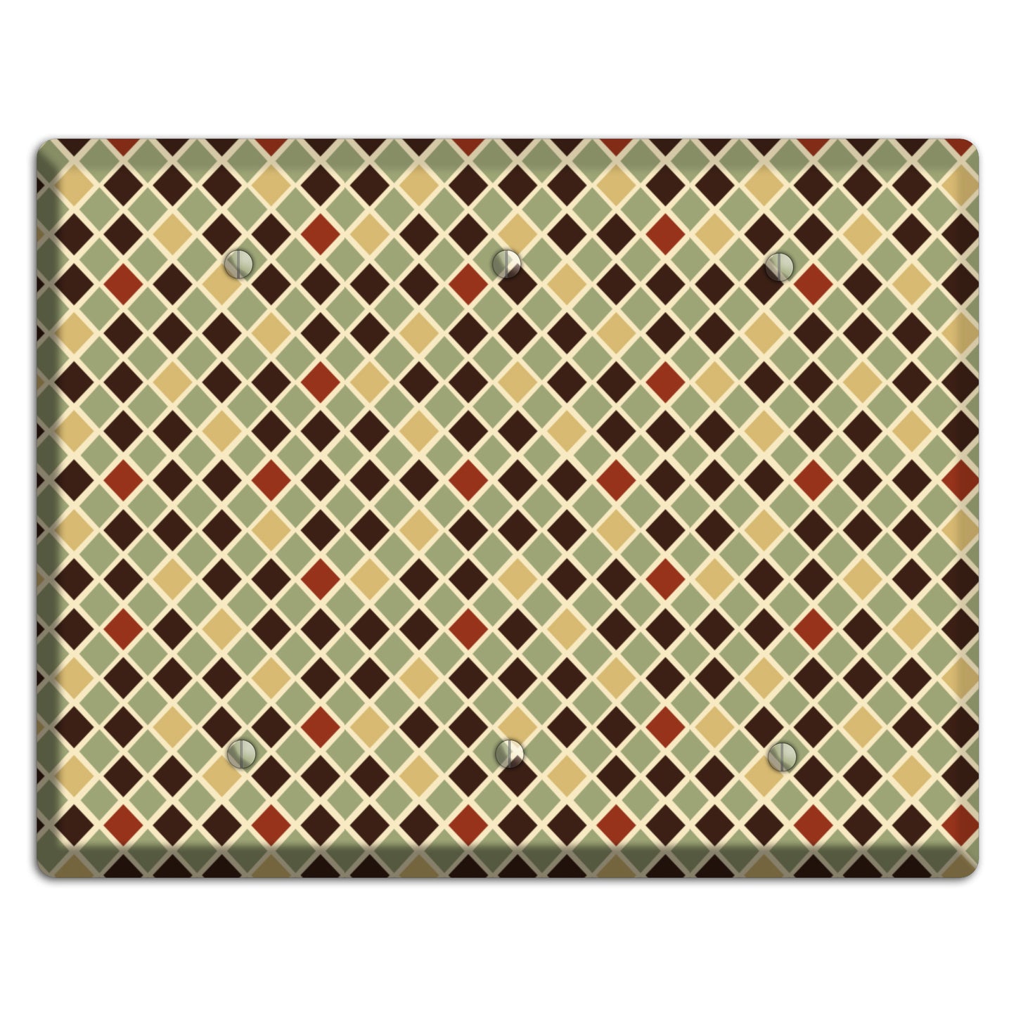 Olive Mustard Maroon Diamonds 3 Blank Wallplate