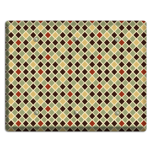 Olive Mustard Maroon Diamonds 3 Blank Wallplate