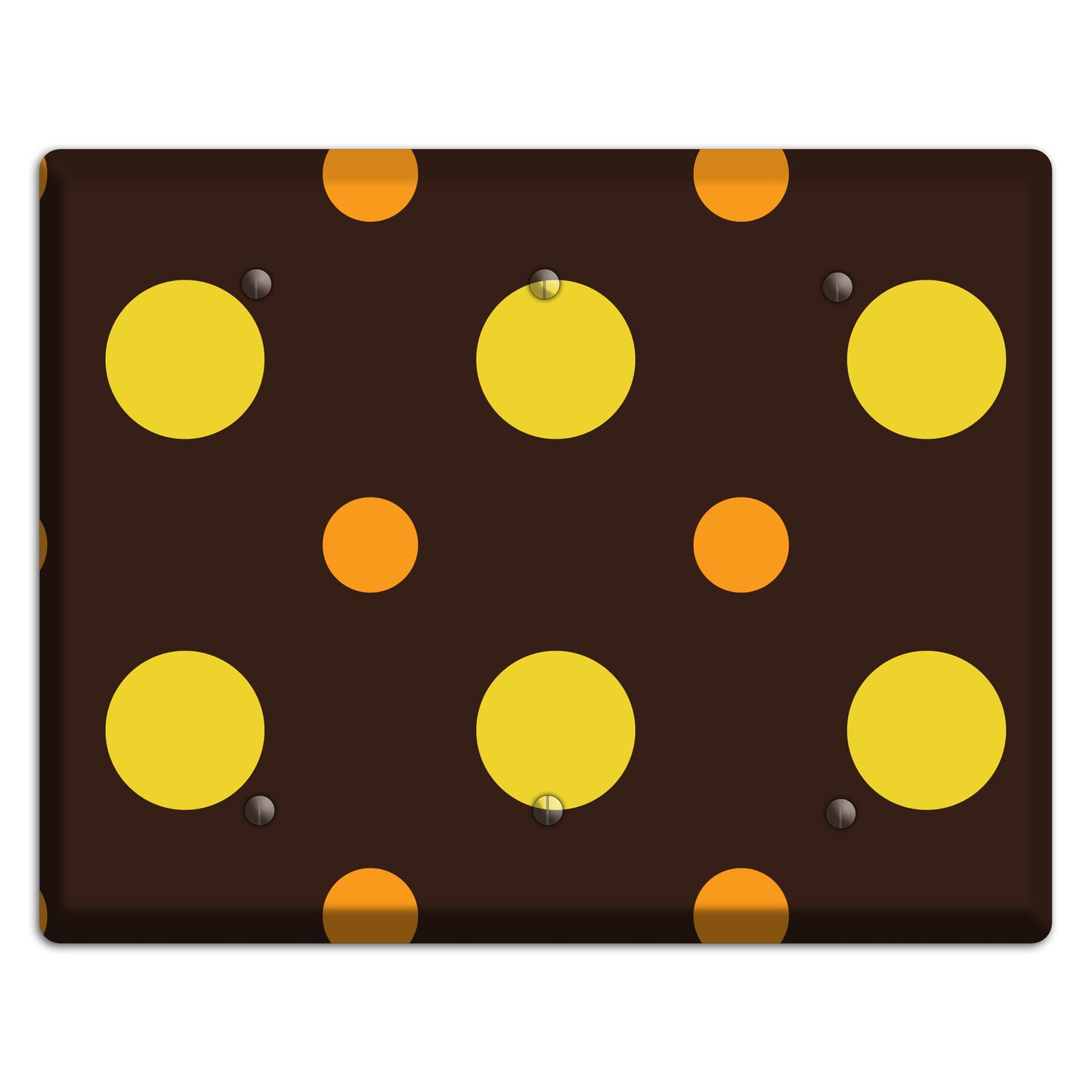 Black with Yellow and Orange Multi Medium Polka Dots 3 Blank Wallplate