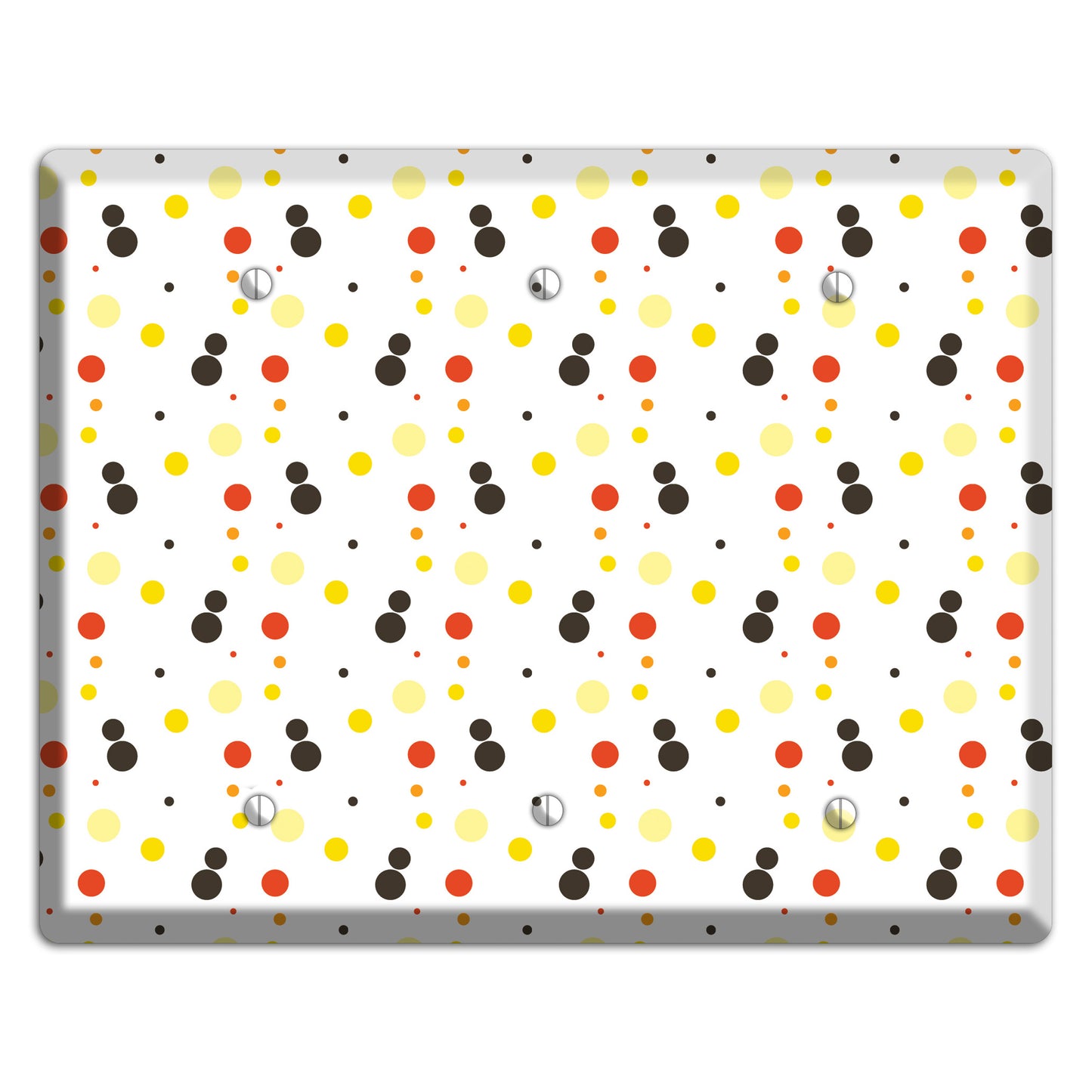 White With Black Maroon Olive Tiny Dots 3 Blank Wallplate