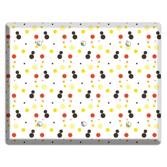 White With Black Maroon Olive Tiny Dots 3 Blank Wallplate