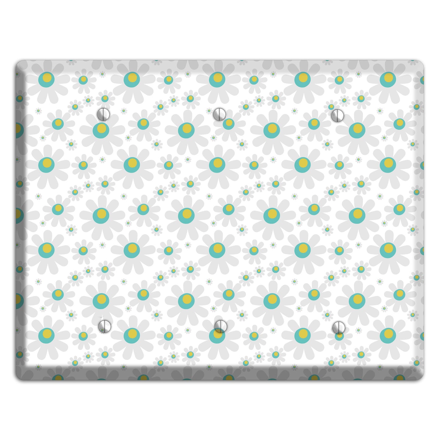 White and Green Flower Power 3 Blank Wallplate