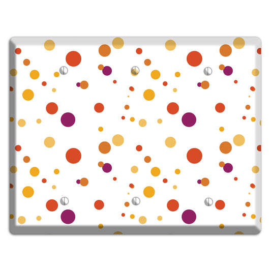 White with Multi Red and Umber Small Dots 3 Blank Wallplate