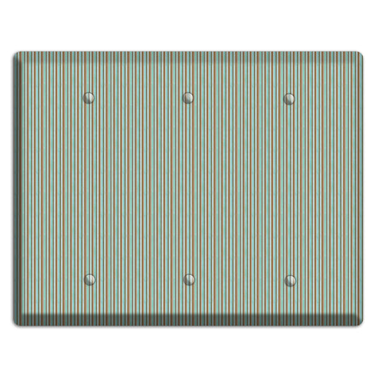 Multi Aqua Vertical Stripe 3 Blank Wallplate