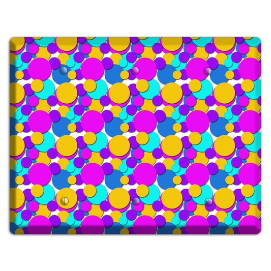 Orange Turquoise Fuschia Blue Bubble Dots 3 Blank Wallplate