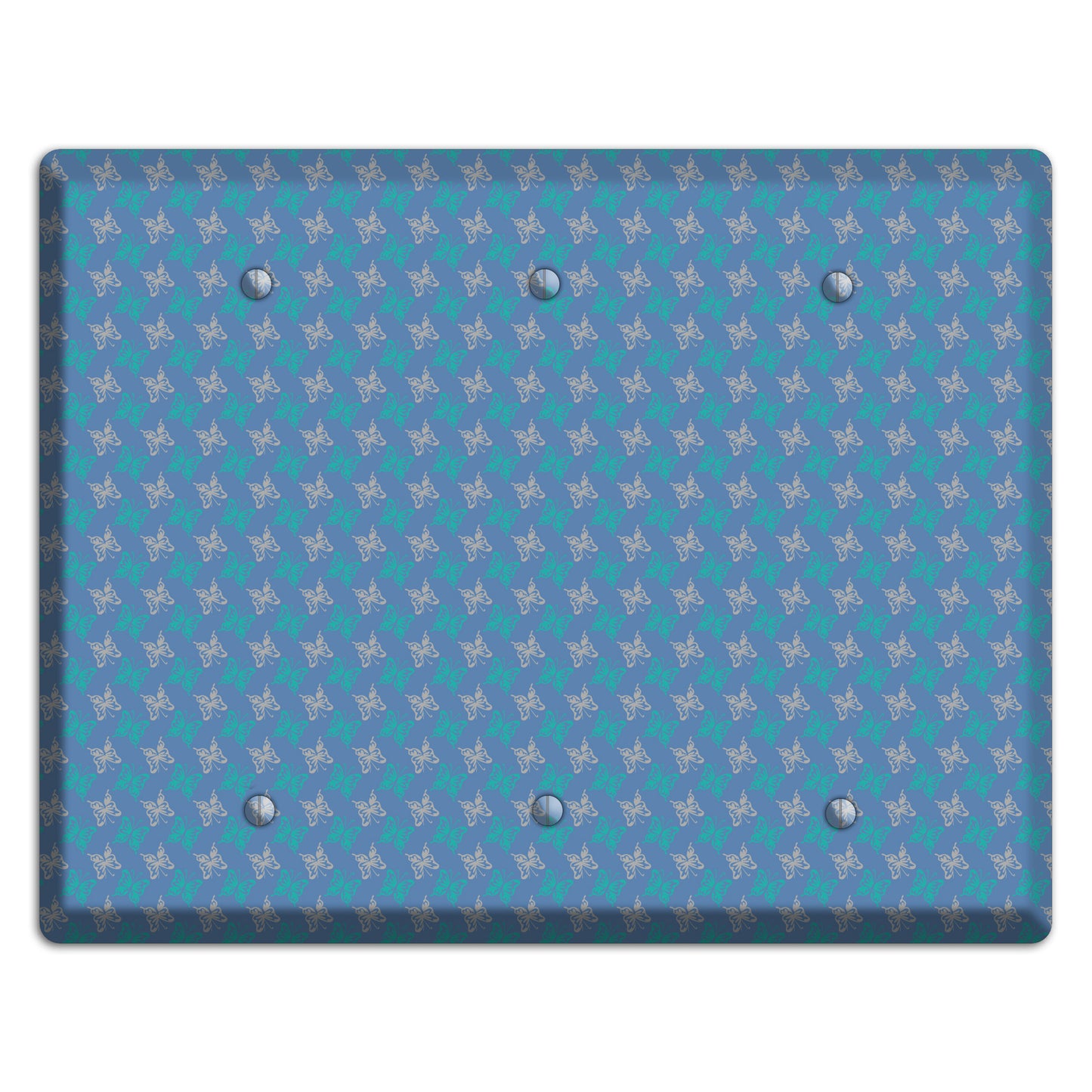 Blue with White and Turquoise Butterflies 3 Blank Wallplate