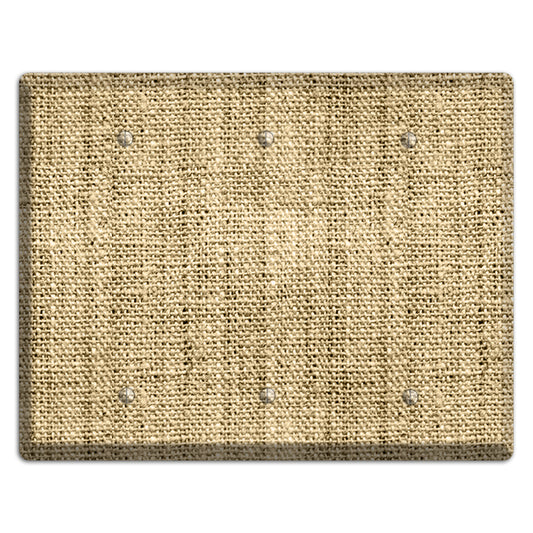 Indian Khaki Burlap 3 Blank Wallplate