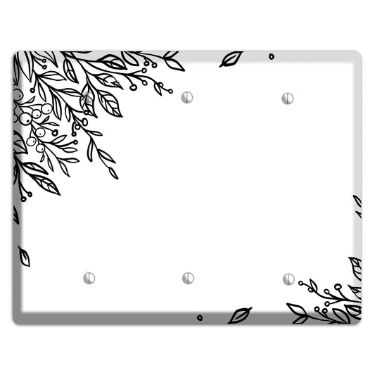 Hand-Drawn Floral 4 3 Blank Wallplate