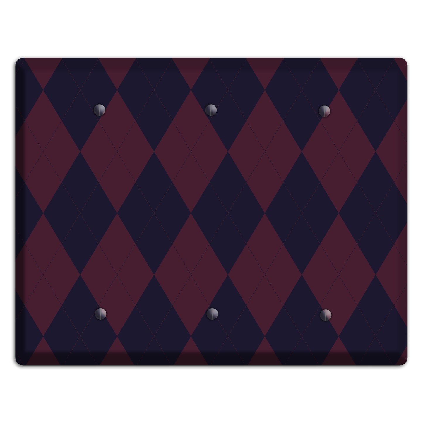 Dark Purple Argyle 3 Blank Wallplate