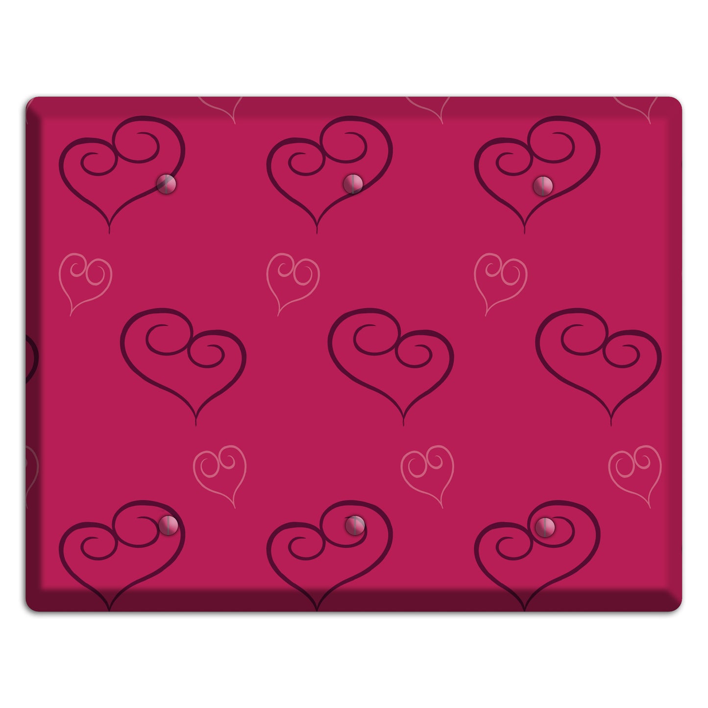 Fuschia Scroll Heart 2 3 Blank Wallplate