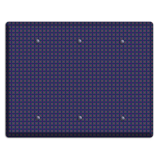 Navy and Purple Tiled Floral Foulard 3 Blank Wallplate