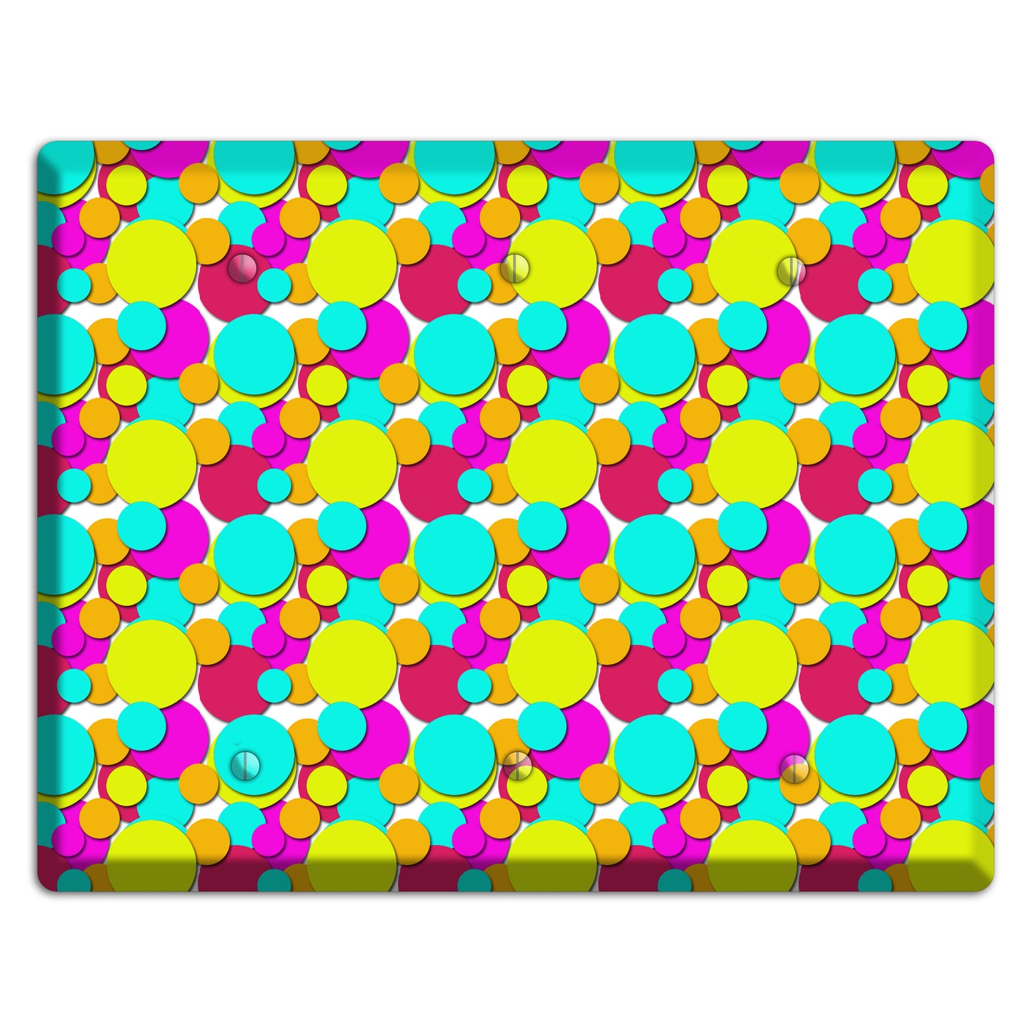 Aqua Fuschia Yellow Red Orange Bubble Dots 3 Blank Wallplate