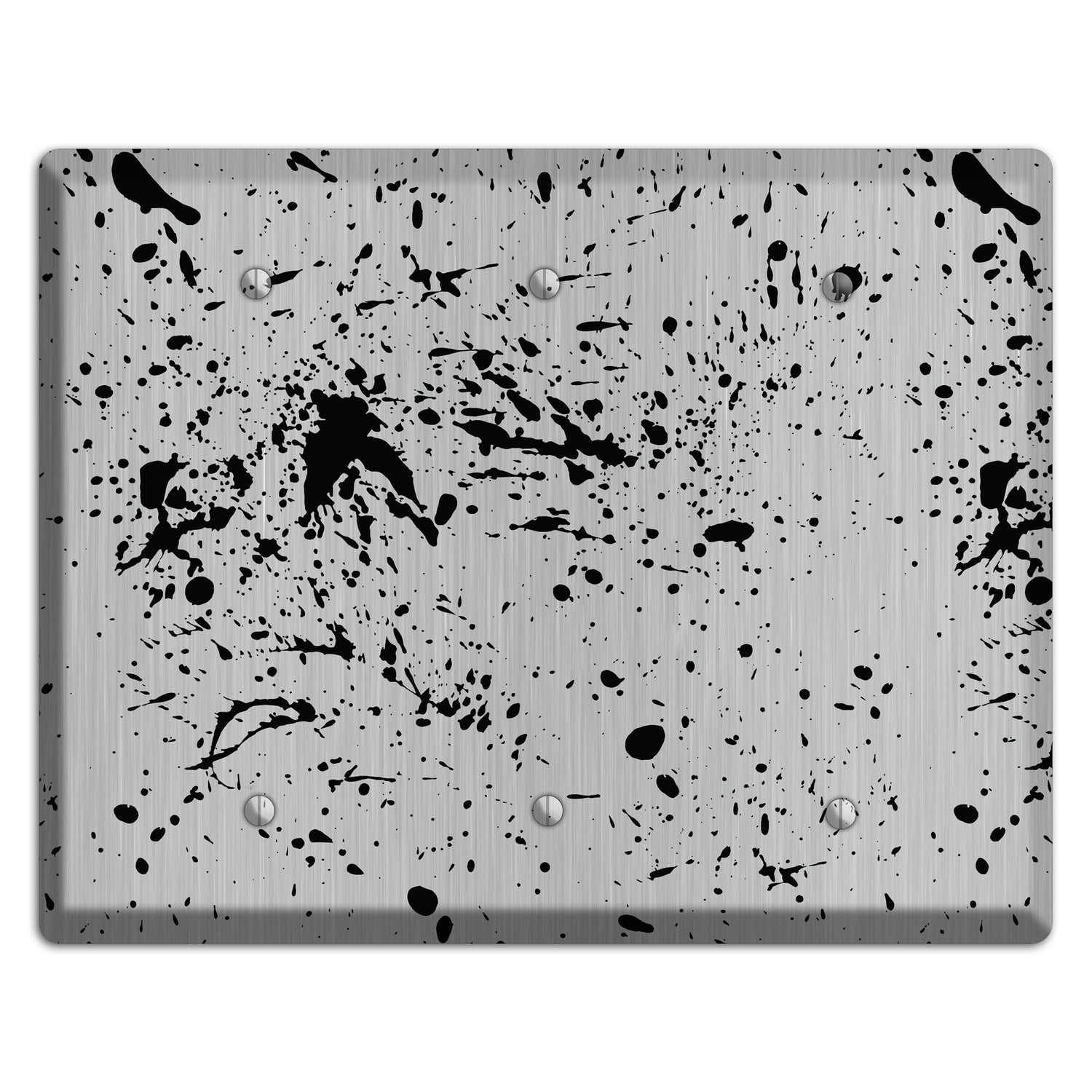 Ink Splash 4 Stainless 3 Blank Wallplate