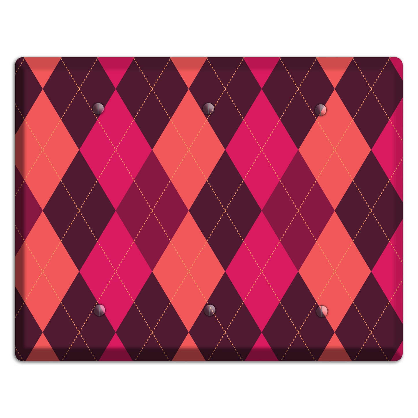 Orange and Pink Argyle 3 Blank Wallplate