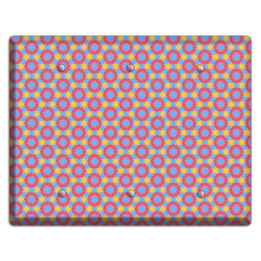 Fuschia Blue Yellow Foulard 3 Blank Wallplate