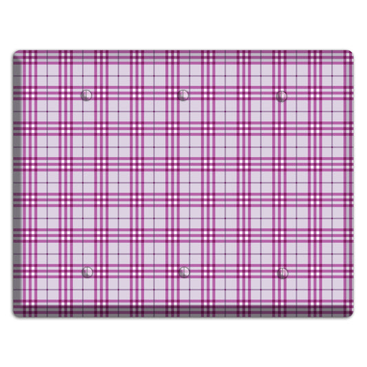 Purple Plaid 3 Blank Wallplate