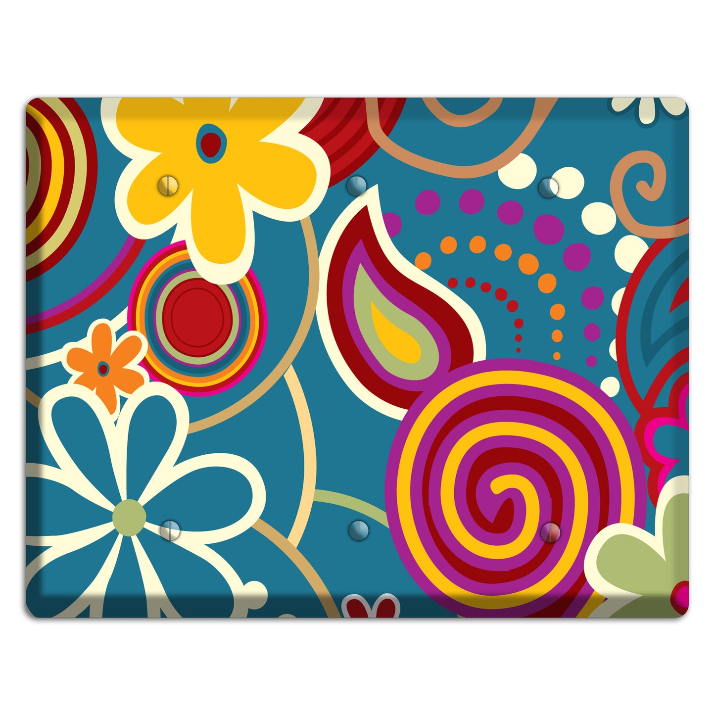 Bold Blue Flowers 3 Blank Wallplate