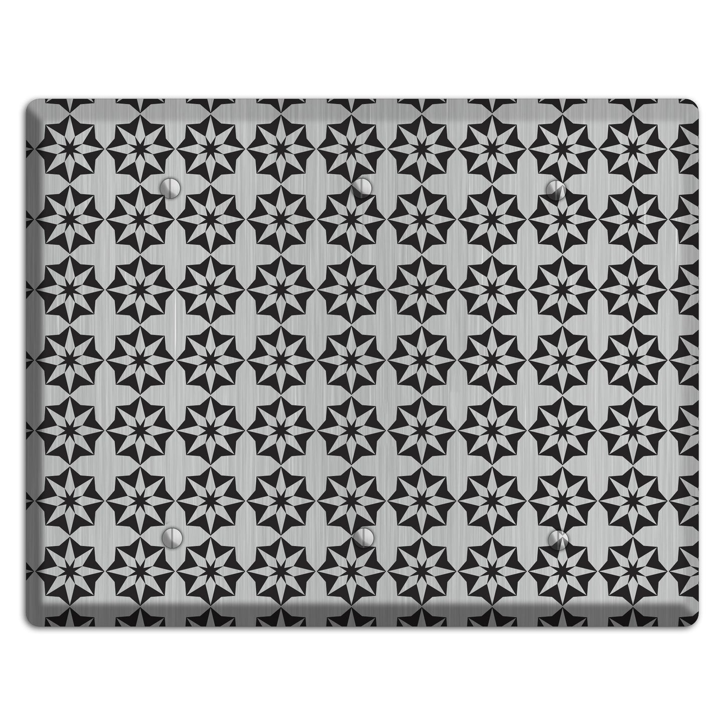 Stainless with Black Foulard 3 Blank Wallplate